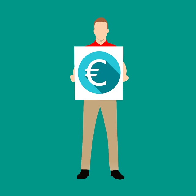 muž se symbolem eura, ilustrace